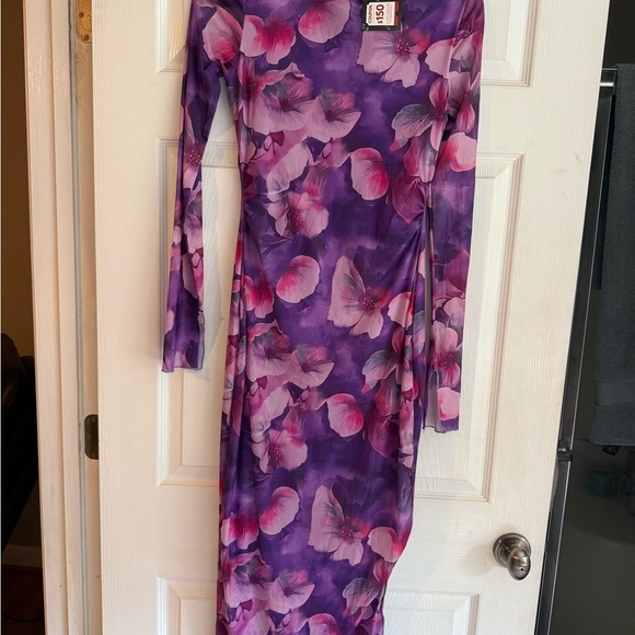 Floral Long Sleeve Purple Dress - Picture 7 of 7